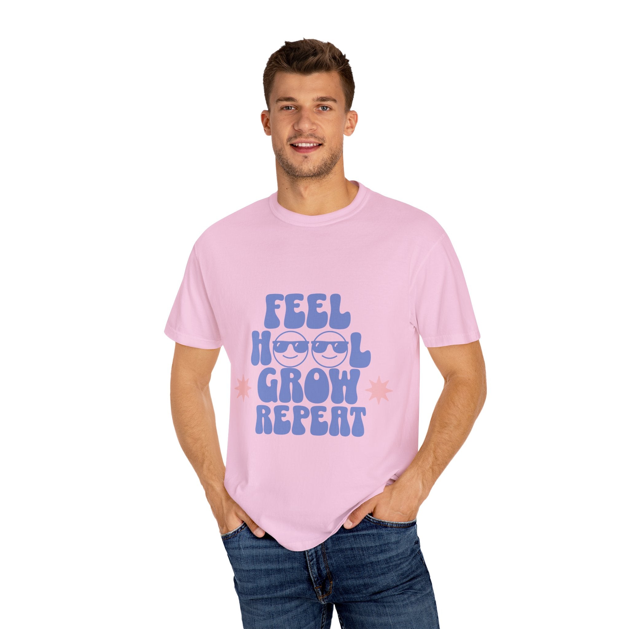 Feel. Heal. Grow. Repeat. Unisex Garment-Dyed T-Shirt: Embrace Your Journey