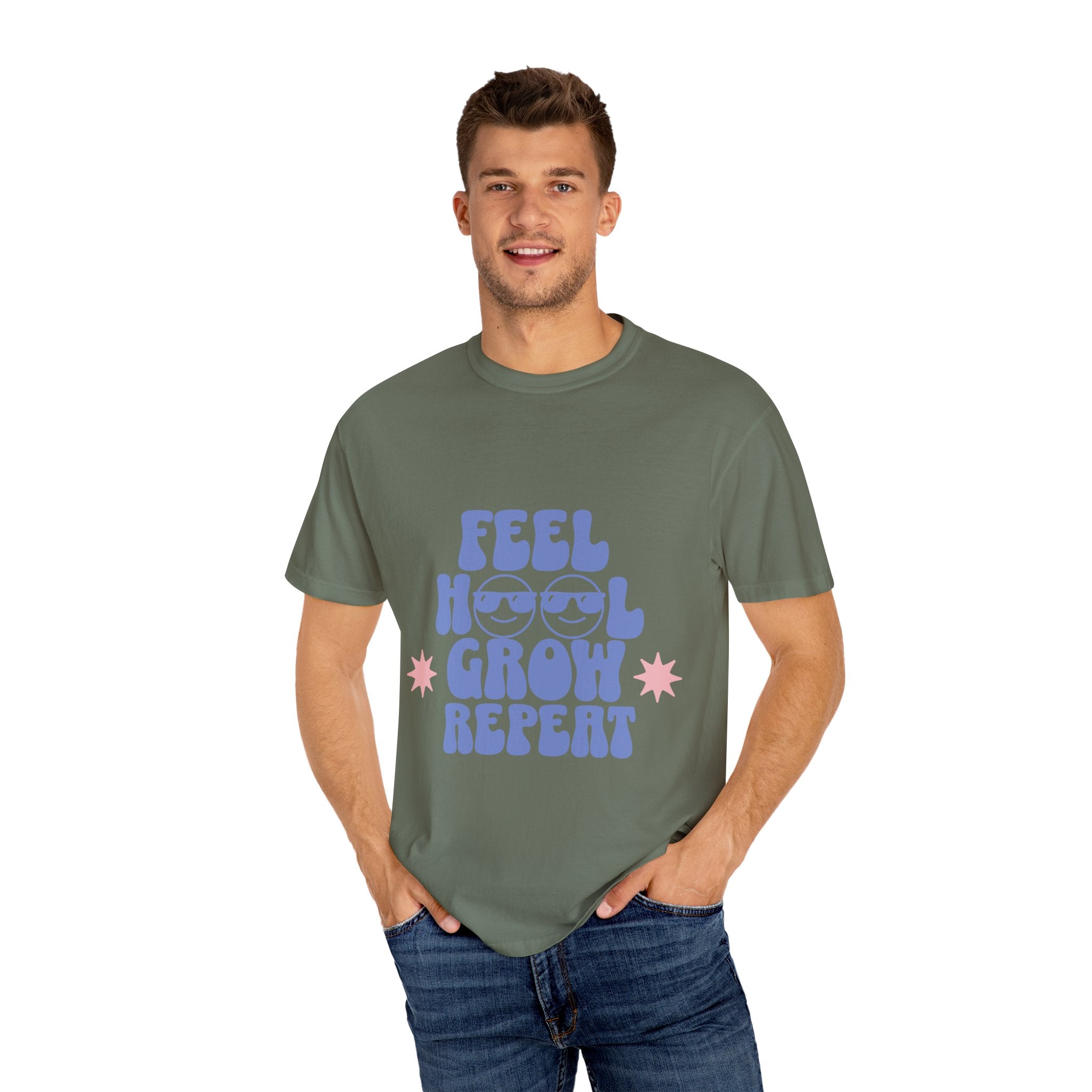 Feel. Heal. Grow. Repeat. Unisex Garment-Dyed T-Shirt: Embrace Your Journey