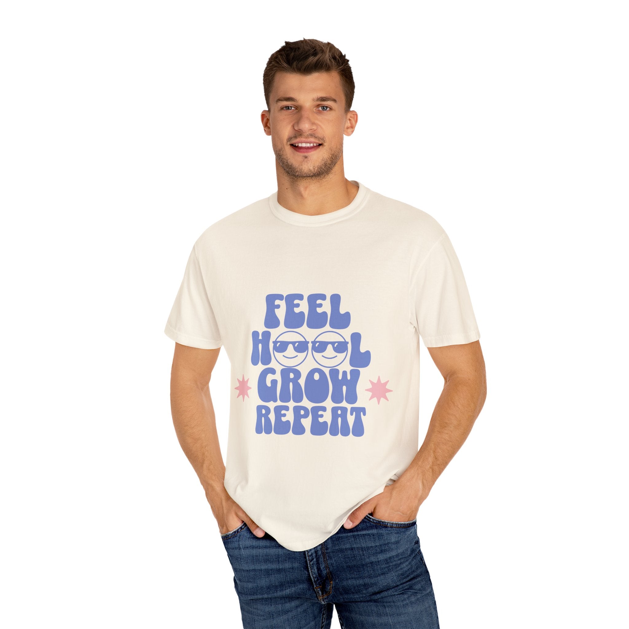 Feel. Heal. Grow. Repeat. Unisex Garment-Dyed T-Shirt: Embrace Your Journey