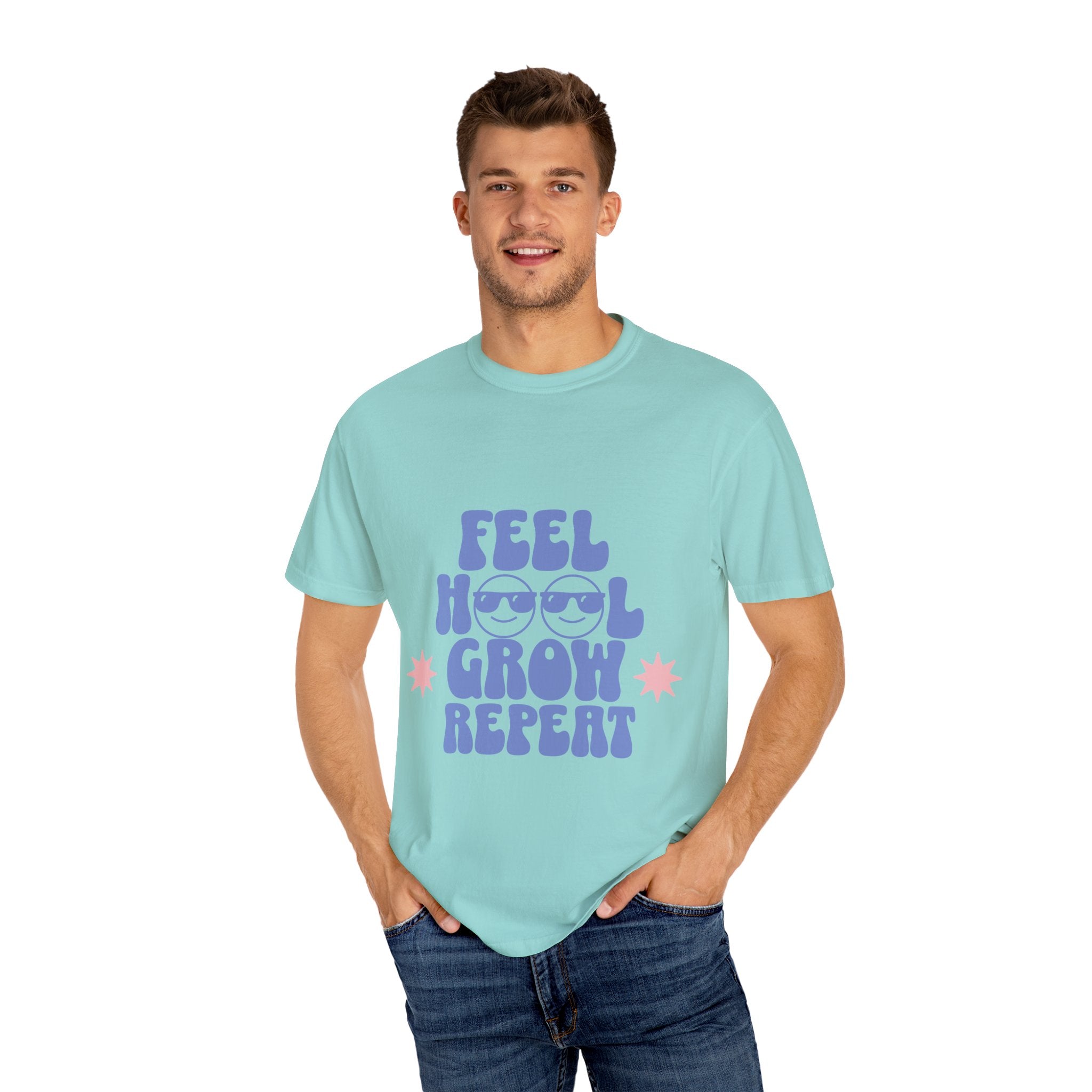 Feel. Heal. Grow. Repeat. Unisex Garment-Dyed T-Shirt: Embrace Your Journey