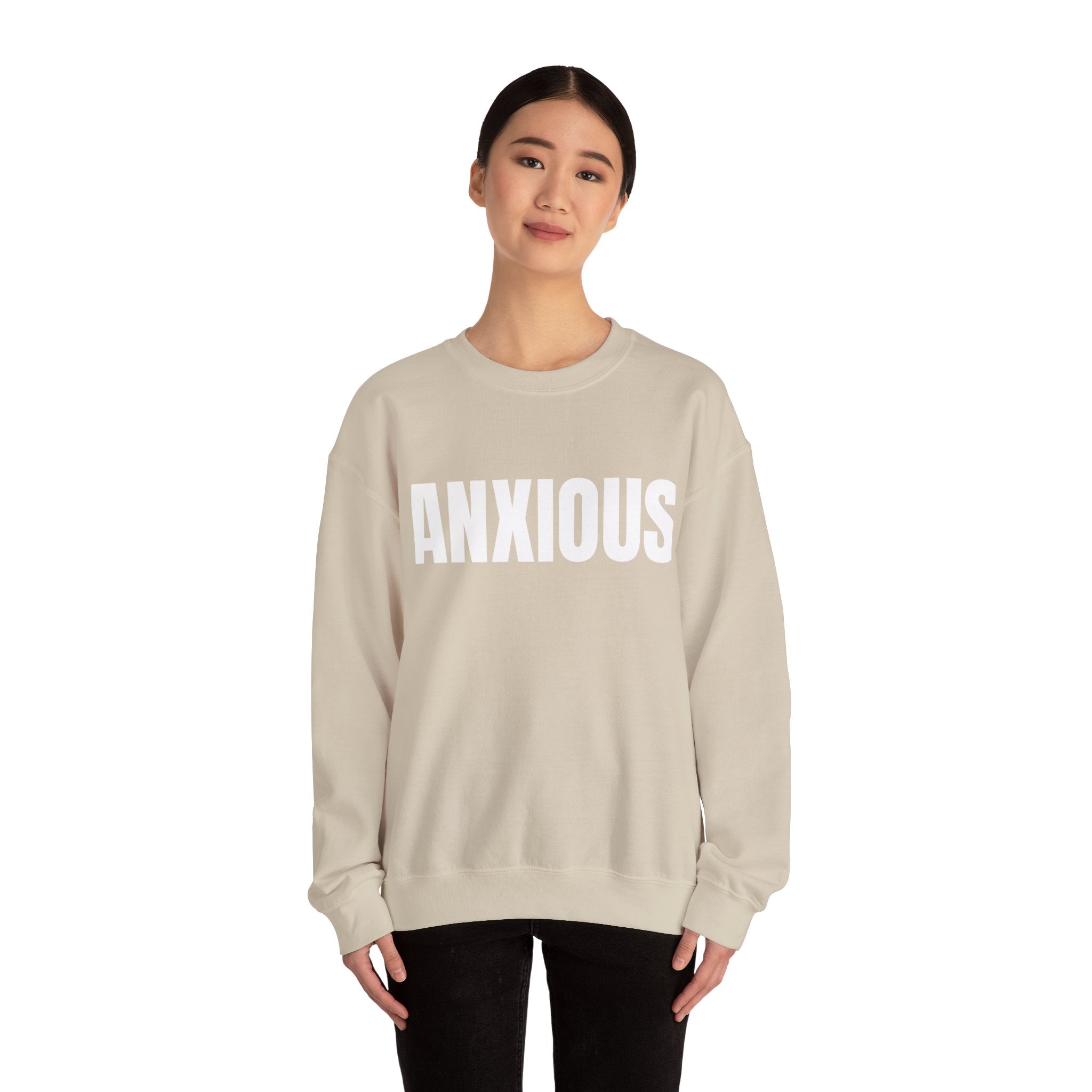 Anxious Crewneck Sweatshirt | Unisex Comfortable Fashion | Cozy Cotton-Polyester Blend